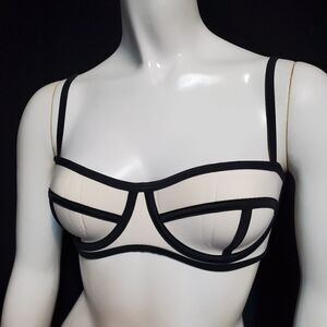 Top Melon White Bikini Top with Black Trim (M)